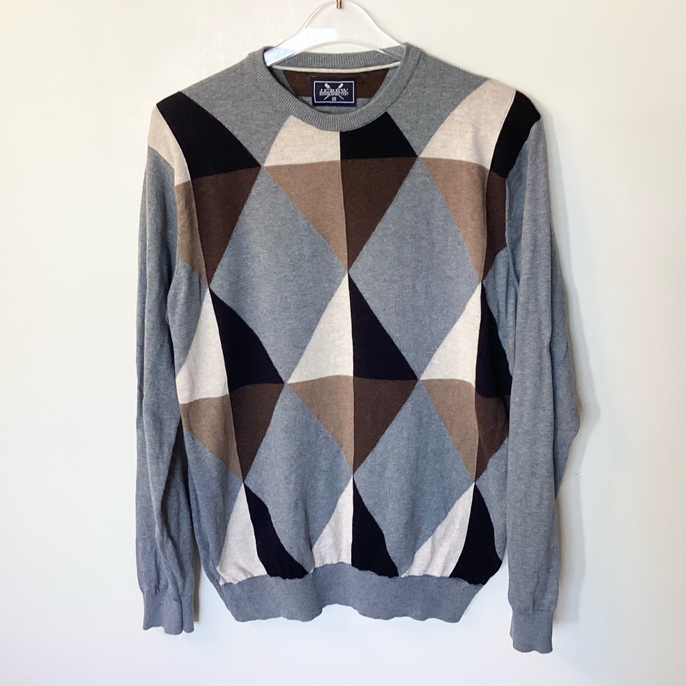 Vintage J.Crew Men’s Geometric Print Crewneck Sweater - Gray - M